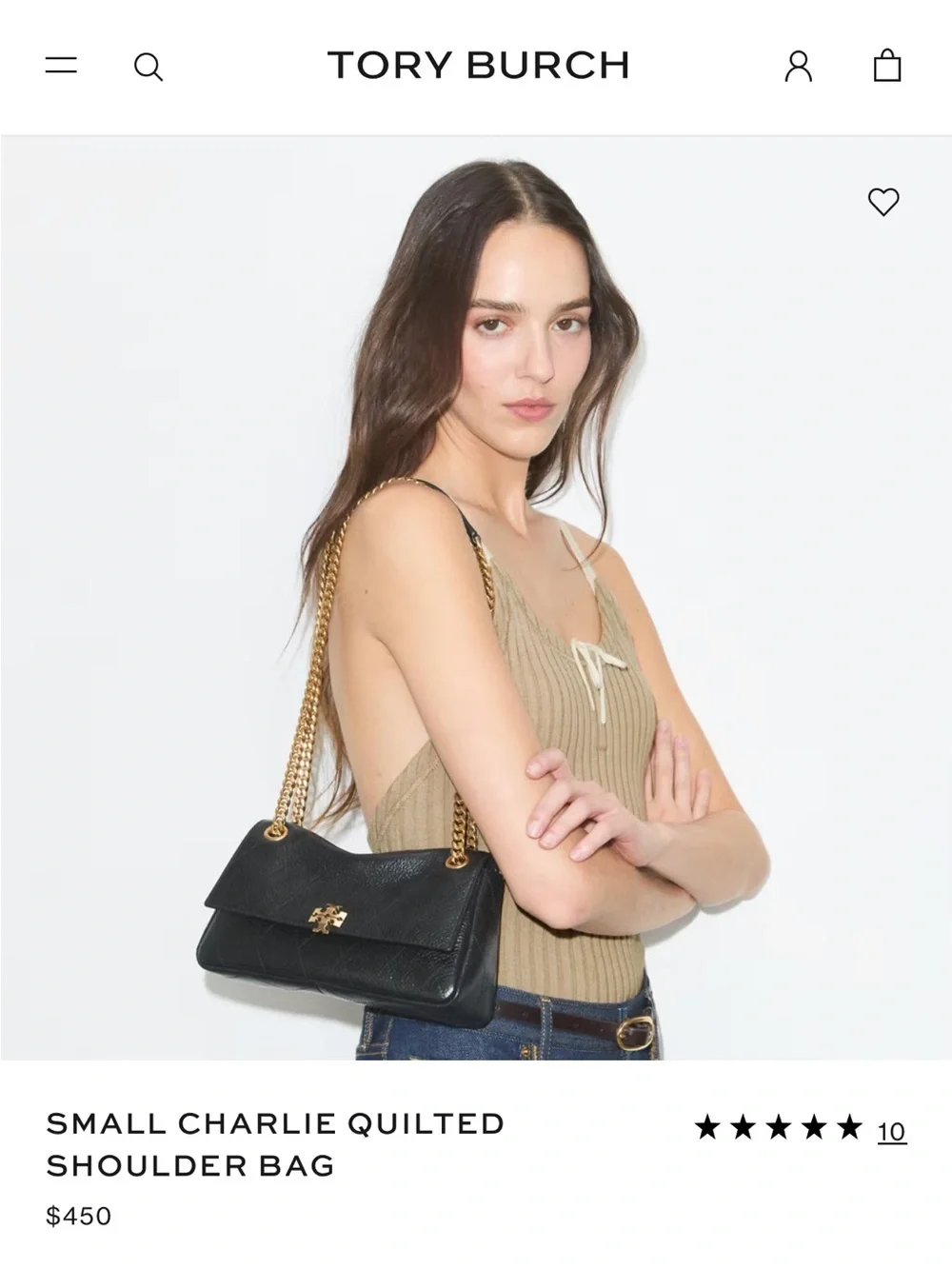 NWT Tory Burch SMALL CHARLIE QUILTED SHOULDER BAG